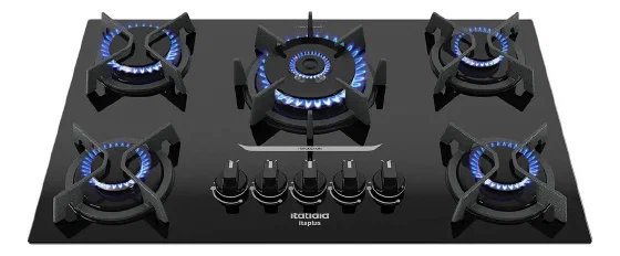 Cooktop 5 Bocas Mesa De Vidro E Tripla Chama Itaplus