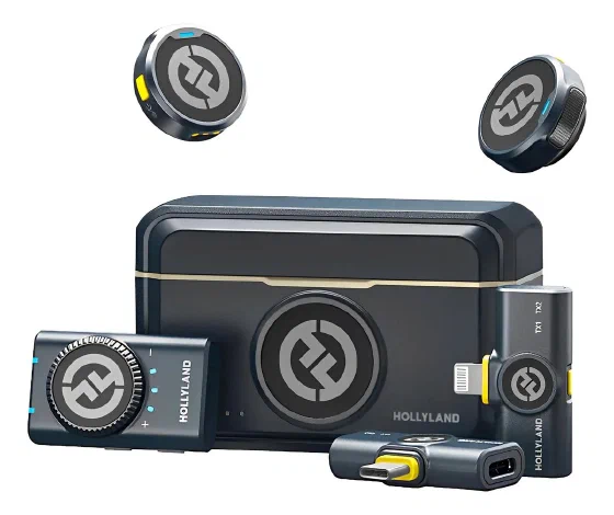 Sistema Microfone Lapela Lark M2 Combo Hollyland Preto